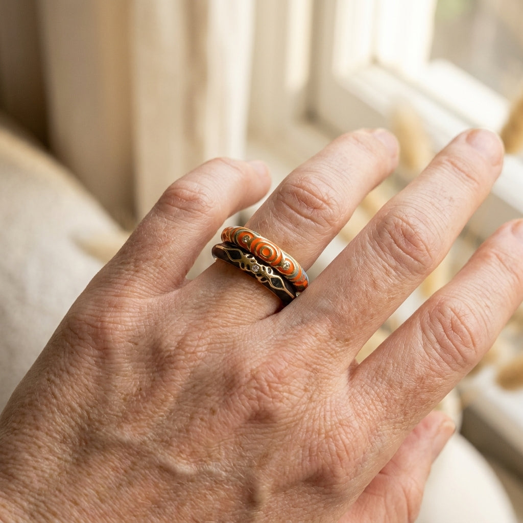 Petit Gateau Stackable Ring Set worn