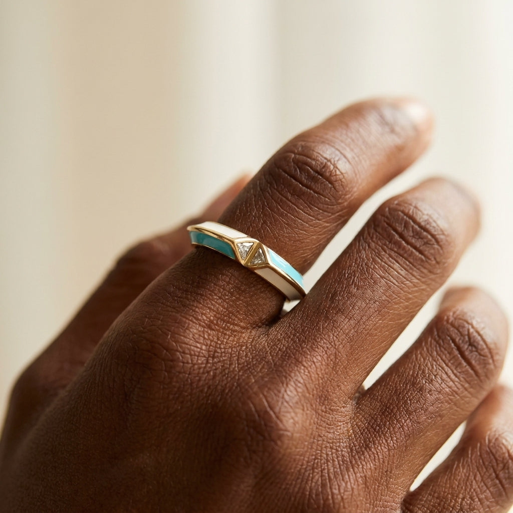 Petit Gateau Stackable Ring worn