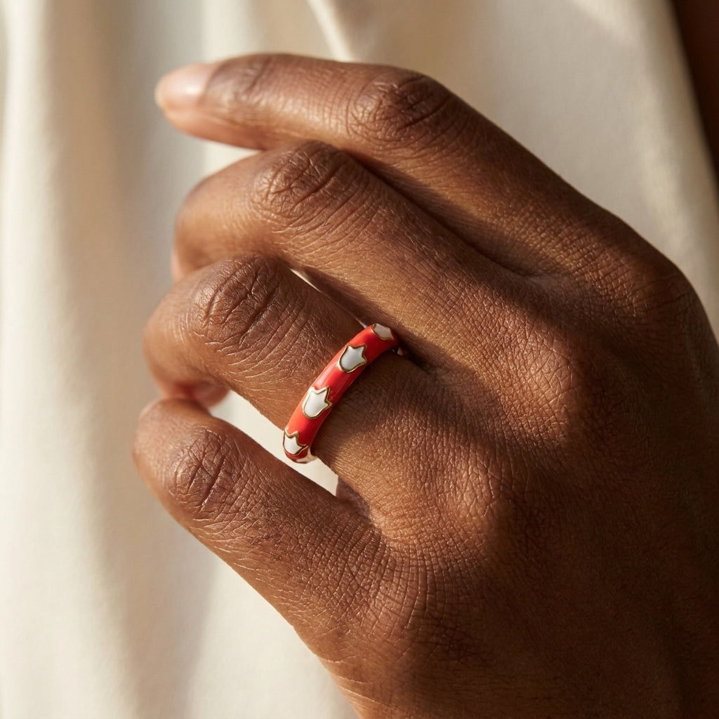 Petit Gateau Stackable Ring worn