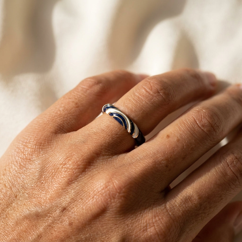 Petit Gateau Stackable Ring worn