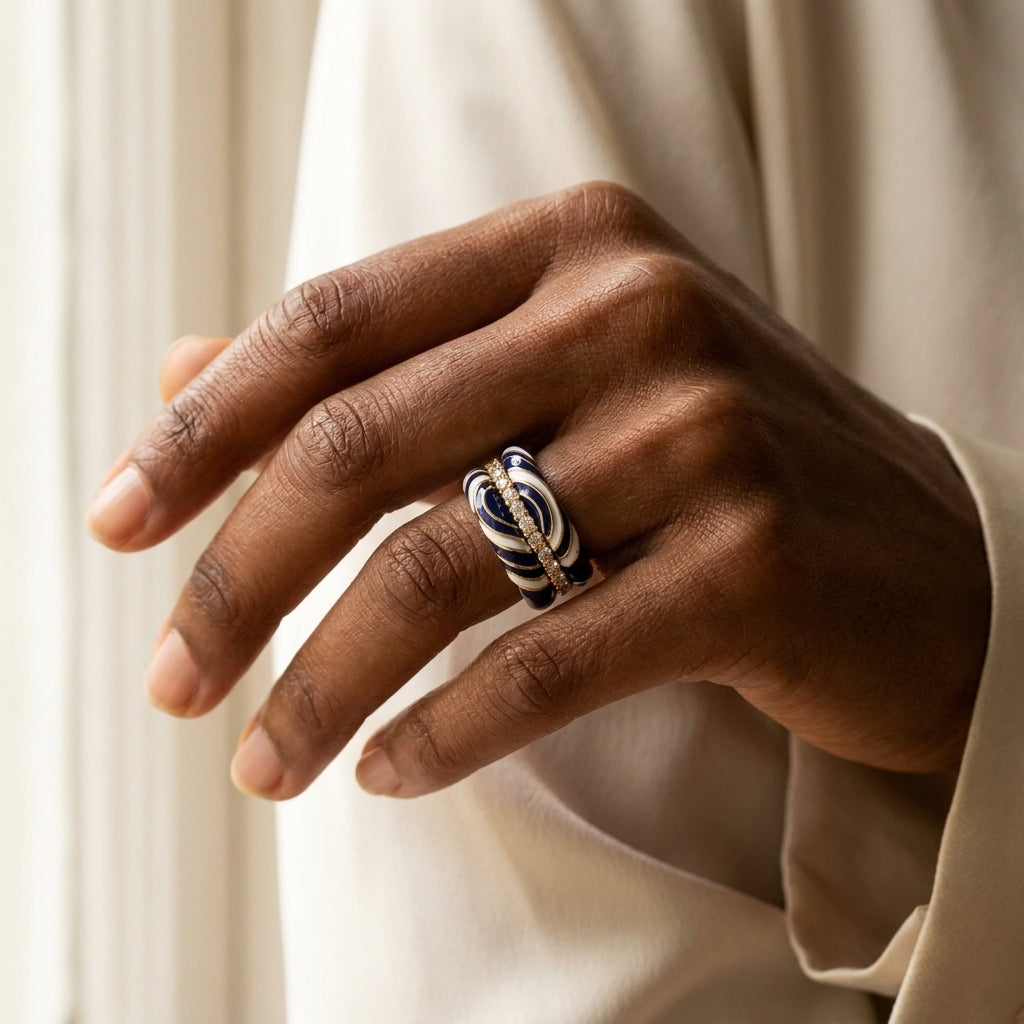 Petit Gateau Stackable Ring worn