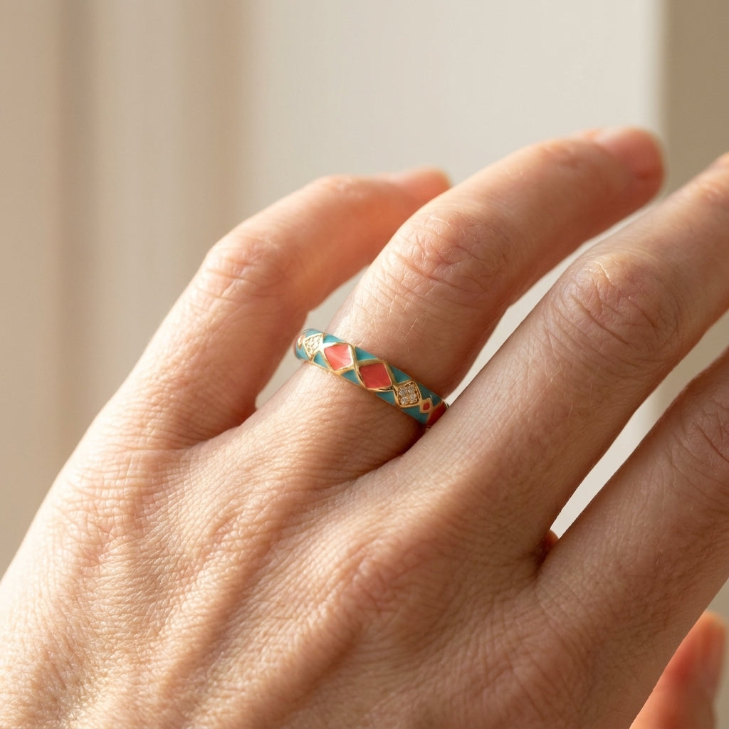 Fierce Edge Stackable Ring worn