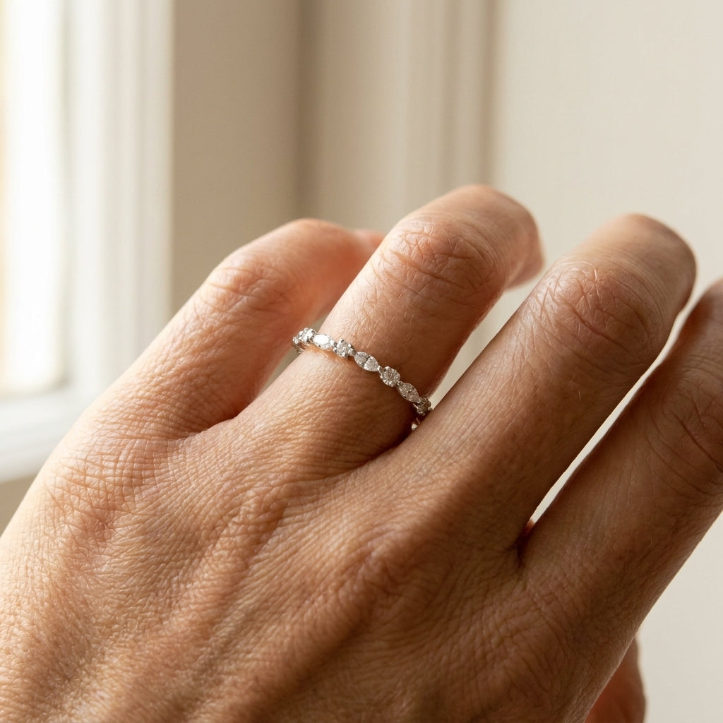 925 Skinny Eternity Band worn